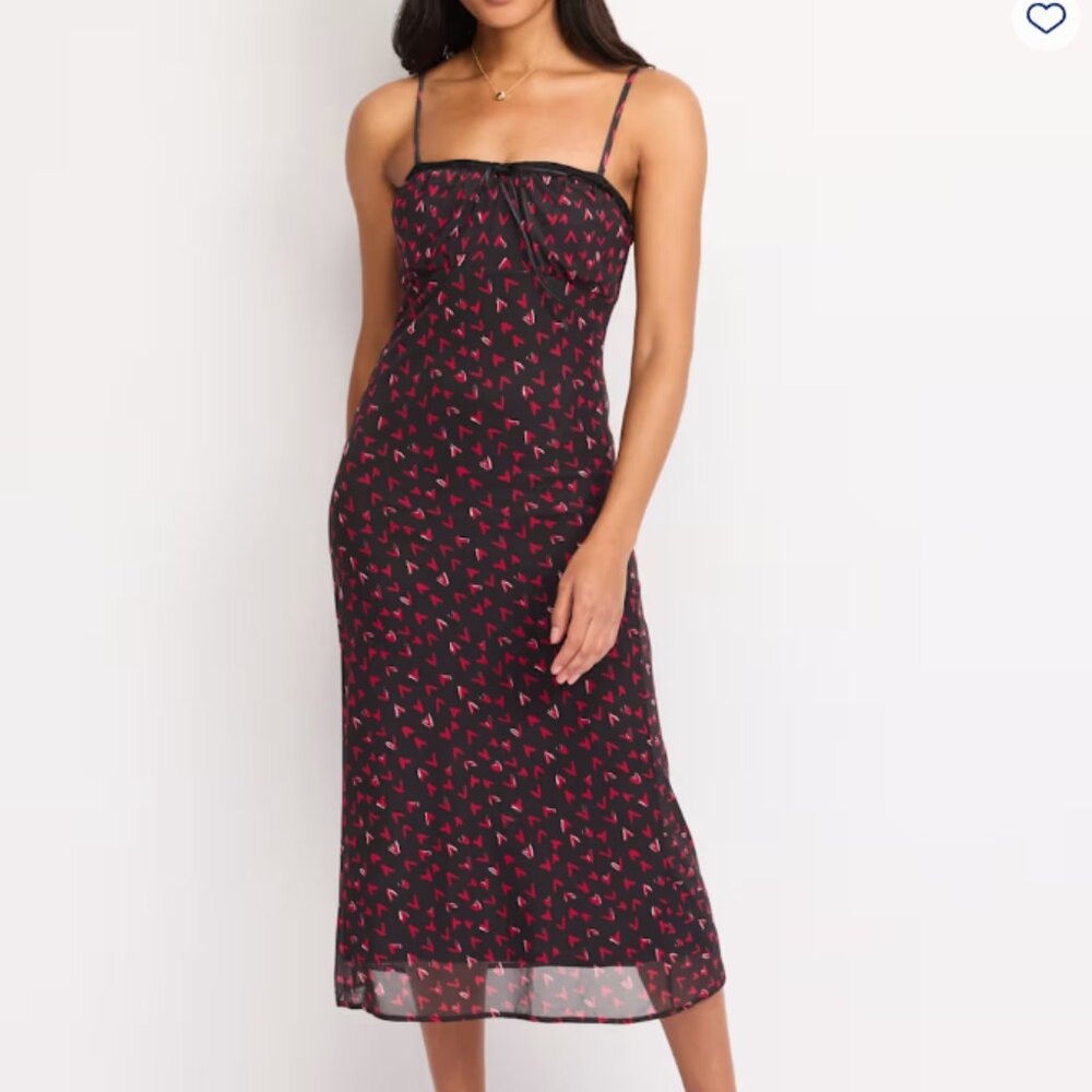 Montgomery Post Sleeveless Mesh Midi Dress - Heart Print